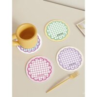 Đế lót ly cao su kẻ sọc tròn phong cách Hàn Quốc, đệm cách nhiệt, đệm thấm hút, đệm chống trượt, cùng phong cách với người nổi tiếng trên mạng, đế lót ly đơn giản