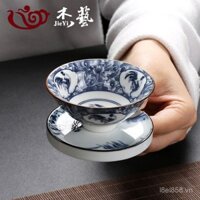 Đế lót ly tròn bằng gốm sứ màu xanh và trắng cổ điển, đệm cách nhiệt, sứ trắng, phong cách Nhật Bản, thảm lót tách trà gia đình, bộ trà Kung Fu, lễ trà, chống bỏng