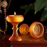 ĐẾ NẾN LƯU LY TRÁNG MEN THỦ CÔNG KHẮC SEN NHẬP KHẨU ĐÀI LOAN CAO CẤP