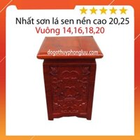 Đế Nhất sơn lá sen nền gỗ hương cao 20cm