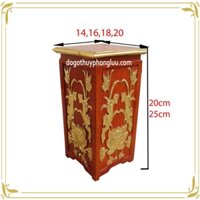 Đế nhất sơn sen rát vàng vuông hộp gỗ hương cao 20cm,25cm