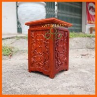 Đế nhất sơn vuông sen nền gỗ hương cao 25cm