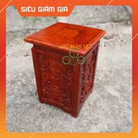 Đế nhất sơn vuông sen nền gỗ hương cao 20cm