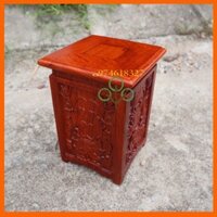 Đế nhất sơn vuông sen nền gỗ hương cao 20cm