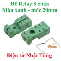 ĐẾ RELAY 8 CHÂN MÓC 20MM XANH, HF115F G2R G2RL JW2SN
