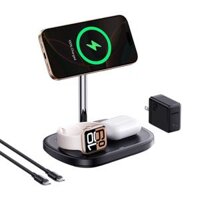 Đế Sạc Đứng Không Dây 3-in-1 Qi2 Baseus EnerFill FS41 with TEC Cooling 15W (Adjust 70° angle, Kèm 45W Adapter US + 1m C to C Cable)