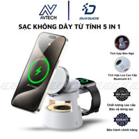 Đế Sạc Không Dây 5 in1 Duzzona W23 iPhone, Apple Watch, Hộp Sạc Tai Nghe Không Dây, Sạc Từ Tính, Loa Bluetooth, Đèn Ngủ