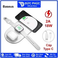 ĐẾ SẠC KHÔNG DÂY Baseus Smart 3 In 1 Wireless Charger cho SmartPhone, iWatch, AirPods, sạc nhanh 2A 18W, kèm dây Type C