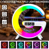 Đế sạc không dây đa chức năng Miếng đệm đồng hồ báo thức ánh sáng RGB Loa cho điện thoại Trạm sạc nhanh Mini