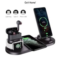 Đế sạc không dây đa năng 6 in 1, hỗ trợ sạc nhanh dành cho iphone, sam sung, AirPods, Apple Watch... - WS5 Wireless Charging Station