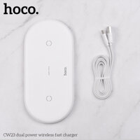 Đế sạc không dây Hoco CW23 10W 2 in 1 - dock sạc nhanh Qi cho iphone x 11 pro  samsung andoird - hàng chính hãng