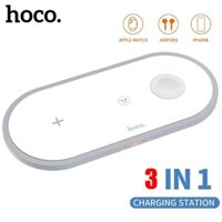 Đế sạc không dây Hoco CW24 CW33 3 trong 1 dành cho đồng hồ Apple Airpods 12 Pro Max 11 /11 Pro X XS Max XR