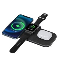 Đế sạc không dây Qi 15W 3 in 1 hiệu WIWU Power Air Wireless Charger PA3IN1B cho điện thoại / Tai nghe - Hàng nhập khẩu