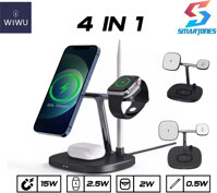 Đế sạc không dây WiWU Power Air M8 4 in 1 cho iPhone, AppleWatch,Pencil và Airpods sạc nhanh 15W Magsfe