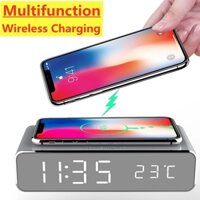 Đế Sạc Nhanh Không Dây Kiêm Đồng Hồ Báo Thức Cho Airpods iPhone Samsung