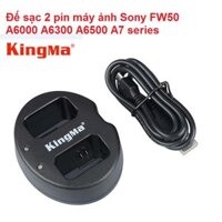 Đế sạc pin máy ảnh FW50 loại 2 khe hãng Kingma thích hợp cho pin sony A6000 A6300 A6500 A7 series kèm cáp sạc