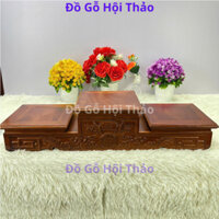 Đế Tam Cấp Đôn Gỗ Tam Cấp thờ gỗ hương cao cấp để bát hương tượng sơn pu bóng, Đồ gỗ HỘI THẢO
