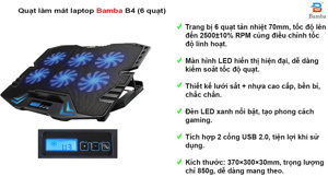 Đế tản nhiệt BAMBA B4 (6 quạt)