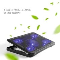 Đế tản nhiệt cho laptop 5 quạt êm N137 có đèn mát điều chỉnh cao thấp được gắn cổng usb -Giá rẻ