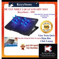 Đế tản nhiệt Laptop 14 15 16 17 inch Cooling Pad N99 - 2 quạt đèn led có nấc nâng lên hạ xuống cho laptop