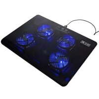 Đế tản nhiệt laptop 4 quạt có đèn led Cooling pad V4 siêu mát [ Chính hãng BH 1 đổi 1 ]