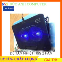 Đế tản nhiệt Laptop Cooling Pad N99 - 2 quạt, đèn led, laptop 13-17''