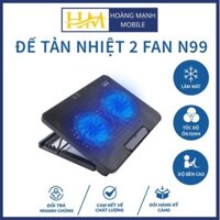 Đế Tản Nhiệt Laptop Máy Tính Macbook N99 (2 Fan) 2 Quạt, Đèn Led, Có Nấc Nâng Lên Hạ Xuống Cho Laptop Từ 10-17 Inch
