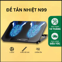 Đế Tản Nhiệt Laptop N99 COOLING PAD cho laptop từ 17 inch trở xuống- Loại Cao Cấp, 1 Fan/ 2 Fan , Đế Nâng 45 Độ HOT HOT