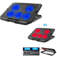 Đế Tản Nhiệt Laptop X5 5 Quạt Lớn 2 Cổng Usb Có Đèn Led