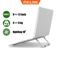 Đế Tản Nhiệt PIX-LINK X5 Chất Liệu Nhôm Nguyên Khối, Siêu Mỏng Nhẹ Dùng Cho Laptop, Macbook 13-15.6 inch Hàng Chính Hãng - Bạc