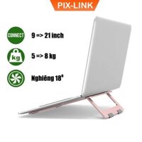 Đế Tản Nhiệt PIX-LINK X5 Chất Liệu Nhôm Nguyên Khối, Siêu Mỏng Nhẹ Dùng Cho Laptop, Macbook 13-15.6 inch Hàng Chính Hãng - Hồng