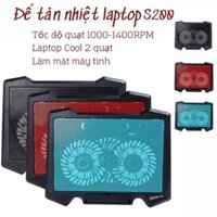 Đế Tản Nhiệt Quạt tản nhiệt Laptop Cooler S200 Pad 2 Quạt lớn, Đèn Led, Từ 12"-17 Inch. Bảo hành 1 Tháng