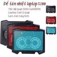 Đế Tản Nhiệt Quạt tản nhiệt Laptop Cooler S200 Pad 2 Quạt lớn, Đèn Led, Từ 12"-17 Inch. Bảo hành 1 Tháng