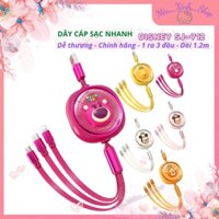 💞Dễ thương Chính hãng💞 Dây cáp sạc nhanh 3 in 1 Disney, Mickey, Minnie, Gấu dâu Lotso, Pooh