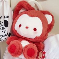 Dễ thương đậu đỏ dán Ahri búp bê đồ chơi sang trọng giường búp bê đồng hành gối màu đỏ Ahri