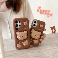 Dễ Thương Giá Đỡ 3D Gấu Bông Silicon Ốp Lưng Điện Thoại Xiaomi Redmi Note 13 Pro Chống Sốc Ốp Lưng Mềm