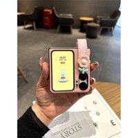 Dễ Thương Hàn Quốc 3D Hoa Dây Đeo Cổ Tay Giá Đỡ Màu Hồng Đơn Giản Ốp Điện Thoại Cho OPPO Find N2 Flip findn2 Flip Find N2 Flip Ốp Lưng Chống Sốc