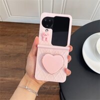 Dễ Thương Hàn Quốc 3D Trái Tim Tình Yêu Giá Đỡ Hoạt Hình Thỏ Hình Thoi Lưới Dành Cho OPPO Find N3 Flip findn2 Flip Find N2 Flip Ốp điện thoại Chống Sốc