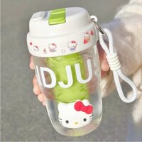 Dễ Thương hellokitty Cốc Nước Cô Gái Trà Cốc Uống Đôi Ống Hút Học Sinh Dễ Thương Tay Cầm Di Động Cốc Cô Gái Trái Tim Kawaii Ấm Siêu Tốc