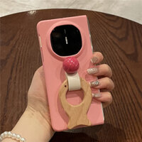 Dễ Thương Ngọt Ngào Cổ Điển Hàn Quốc Màu Hồng Ốp Lưng Cá Gỗ Vòng Giá Đỡ Cho OPPO Find N5 Find N5 Vỏ Chống Sốc