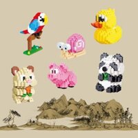 Dễ Thương Thiết Kế Tinh Tế Dòng Động Vật Tương Thích Lego Vi Hạt Trẻ Em Lắp Ráp Khối Xây Dựng Đồ Chơi Vẹt Gấu Trúc Heo Hamster Ốc #1P微颗积木玩具25.3.11#