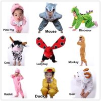 Dễ Thương Trẻ Em Động Vật Khủng Long Trang Phục Onesies Bộ Đồ Ngủ Khỉ Vịt Dê Bò Thỏ Bọ Rùa Trang Phục Hóa Trang Áo liền quần