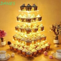 Đế trưng bày bánh Cupcake DANES, Tháp tráng miệng Acrylic 5 tầng, Kệ bánh LED vuông dễ dàng tháo rời Sinh nhật