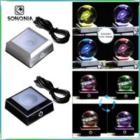 Đế trưng bày pha lê xoay đầy màu sắc LED cho 3D