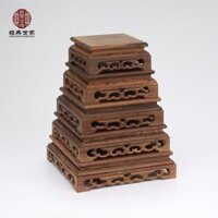 Đế vuông gỗ hình cánh gà, chạm khắc gỗ nguyên khối tùy chỉnh, trang trí nhà Zen, tượng, bình hoa, đồ thủ công bằng đá, giá đỡ gỗ EOM7