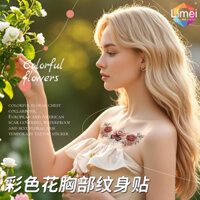Đề xuất của cô gái nhỏ # Vòng hoa màu mới Hình xăm ngực xương đòn Phong cách Âu Mỹ Che sẹo Bữa tiệc Hoa cánh tay đạo cụ ws