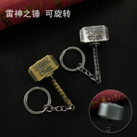 Đề xuất của em gái # Avengers Móc khóa Liên minh lại 4 Búa Thor Móc khóa kim loại có thể xoay Torsol Búa quay ws1.8