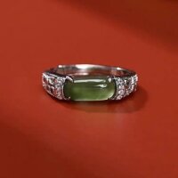 Đề xuất cửa hàng # Còn hàng nhẫn bạc nguyên chất S925 màu xanh lá cây, nhẫn vintage, phong cách dân tộc, nhẫn mở điều chỉnh cho phụ nữ, cao cấp 2ff