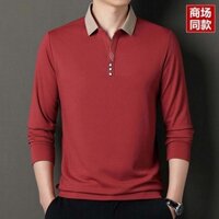 [Đề xuất của Jenny] Áo Thun Dài Tay Mẫu Mới Xuân Thu nặng cotton Paul 100% Áo thun nam polo thêu cỡ lớn rộng rãi áo nam