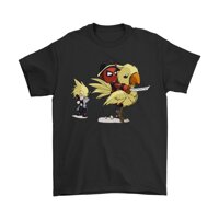 DEADPOOL Fantasy VII Cưỡi Chocobo Cuối Cùng Giả Tưởng Nhại Lại Áo Thun Đen XS-3Xl